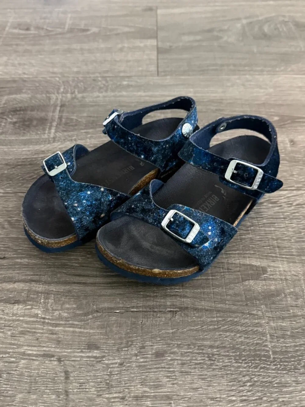 Birkenstock Rio Kids Sandals Blue Milky Way Galaxy Print EU 28 US 10